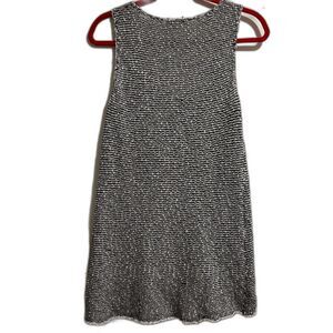 CAbi Black White Textured Knit Tank Top Sleeveless – Size Medium